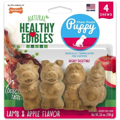 Nylabone Natural Healthy Edibles Puppy Chew Treats - Lamb & Apple Flavor